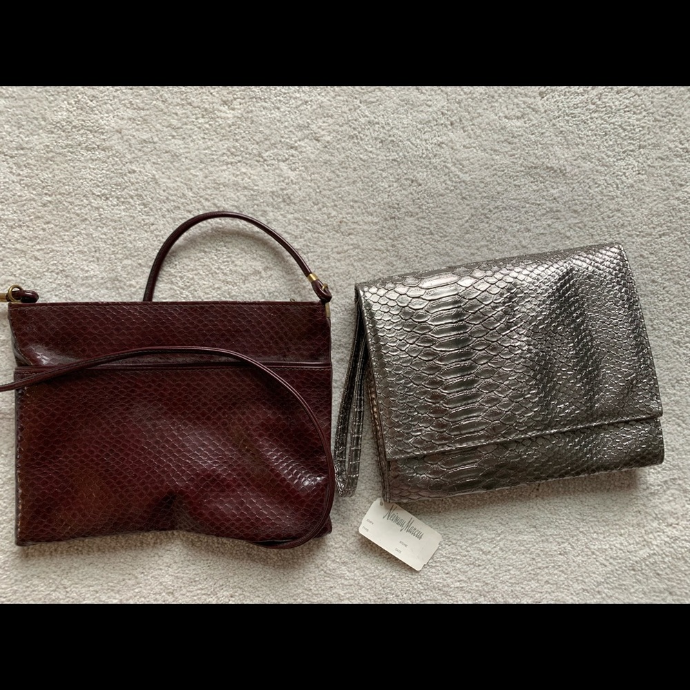 Vintage faux snakeskin bags from Neiman Marcus